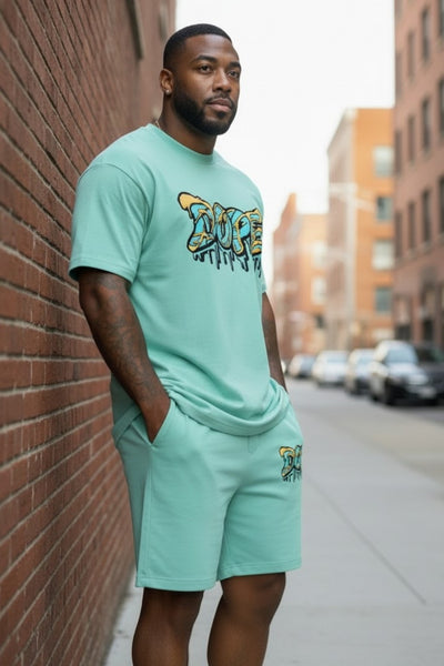 Men's Crew Neck Slight Stretch Shorts Set