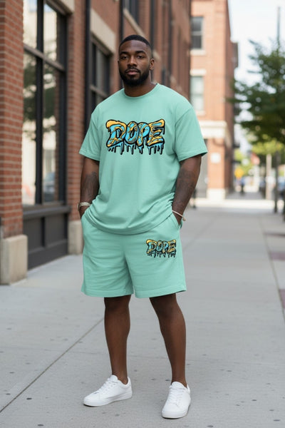 Men's Crew Neck Slight Stretch Shorts Set