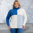 Plus Size Long Sleeve Colorblock Sweater