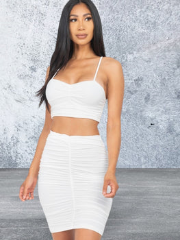 Stretchy Crop Top Skirt Sets