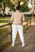 Women's Puffer Jacket Snap Button And Zipper Closure