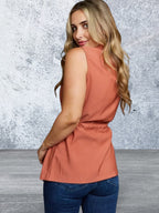 Women's Sleeveless Collared Button Down Top
