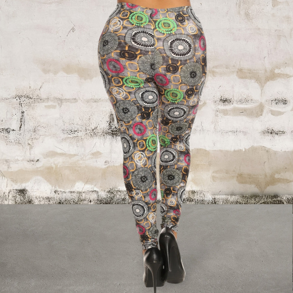 Plus Size Abstract Print Leggings