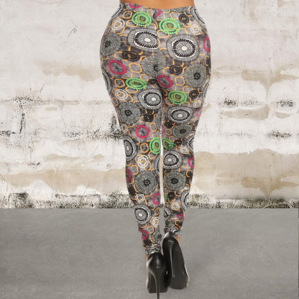 Plus Size Abstract Print Leggings