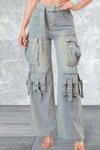 Women's Belted Denim Cargo Jean