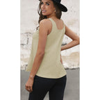 Plus Size Sleeveless Apricot Button Textured SummerTop