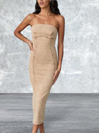 Women's Slit Back Tube Denim Dress