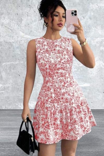 Floral Print Sleeveless Mini Dress