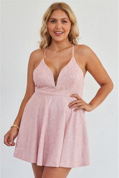 Plus size criss cross Back adjustable strap floral mini dress