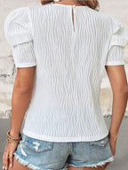 Women's Short Puff Sleeve White Top