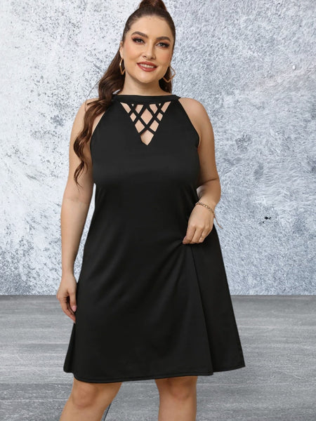 Plus Size Cutout Round Neck Sleeveless Dress