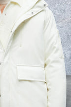 Men's Thick Padded Hooded Off White Coat