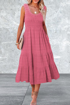 Sleeveless Square Neck Midi Dress