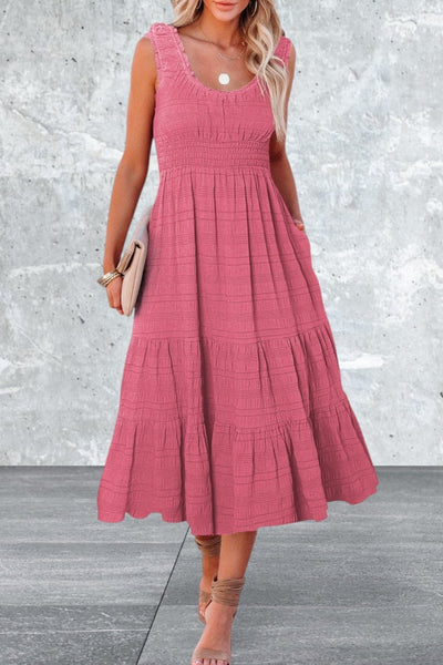 Sleeveless Square Neck Midi Dress