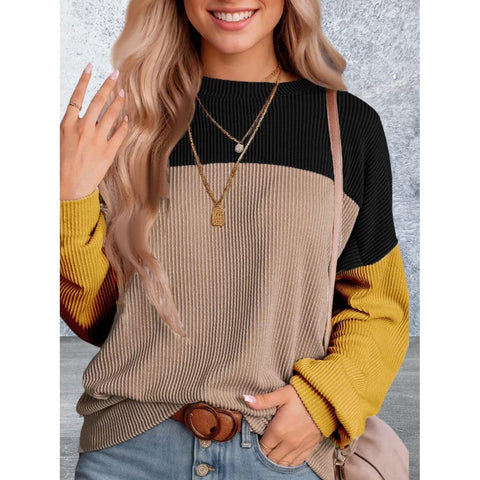 Long Sleeve Round Neck Multi Color Top