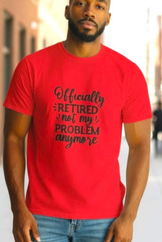 Short Sleeve Red Officially Retired Graphic T-Shirt
