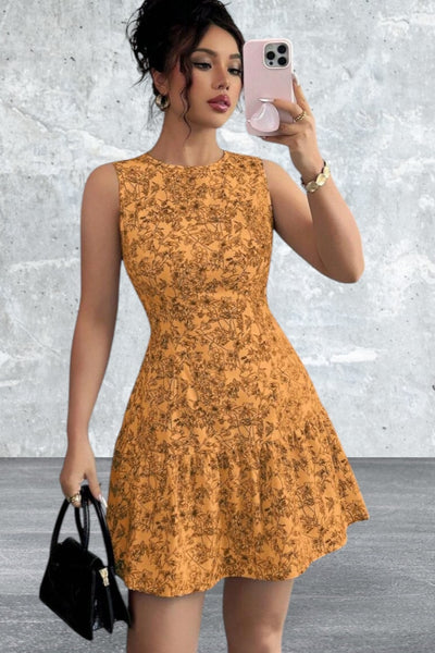 Floral Print Sleeveless Mini Dress