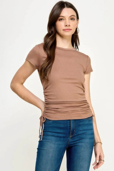 Women's Side Ruched Detail Short Sleeve Top