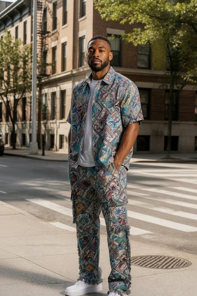 Men's Tapestry Cargo Multi Color Pants