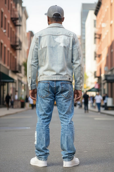 Mens Straight Leg Denim Patch Jeans