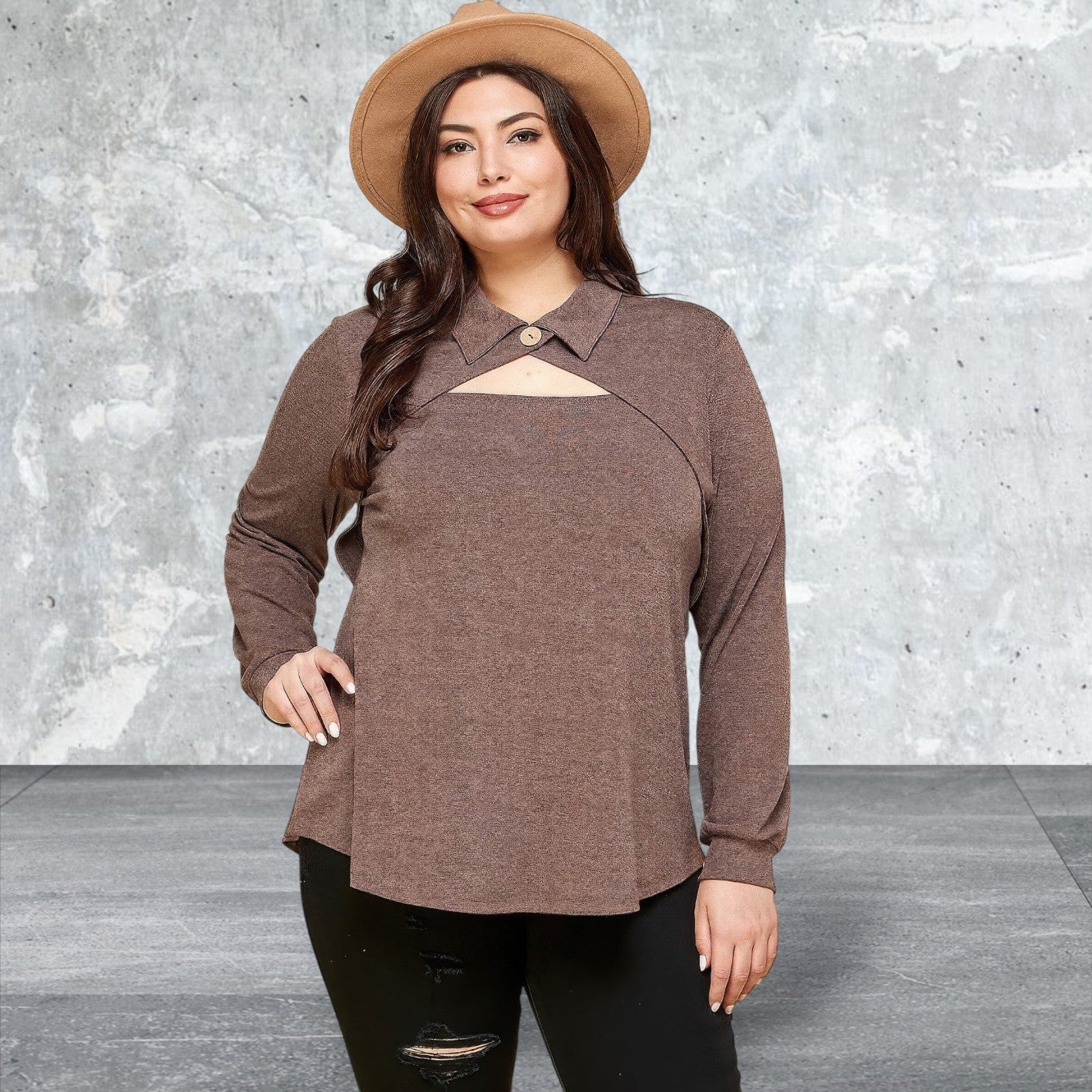 Plus Size Long Sleeve Fashion Top