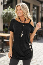 Women's Short Sleeve Cold Shoulder Blouse