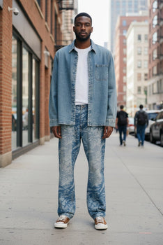Men's Straight Leg Denim Floral Print jeans