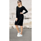 Long sleeve stretchy soft ribbed knit sweater dress