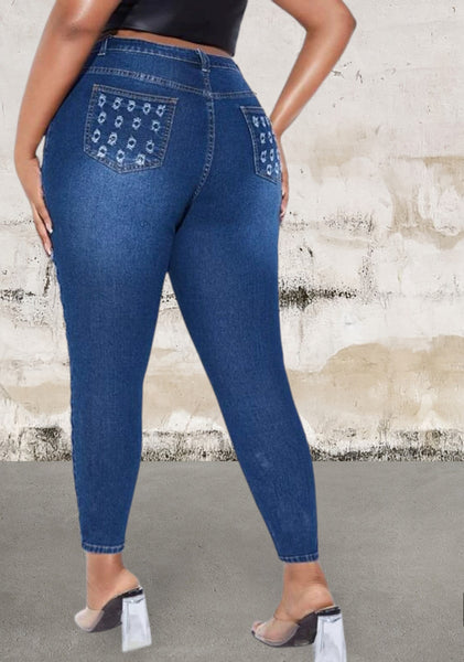 Plus Size Cut Out Slight Stretch Skinny Jeans