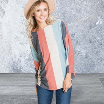 Striped Dolman Sleeves Top