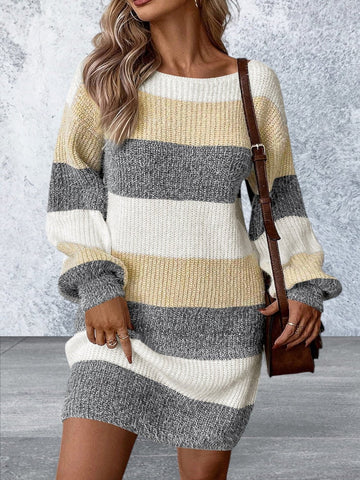 Long Sleeve Drop Shoulder Sweater Dress