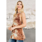 Sleeveless pullover rust tie dye top