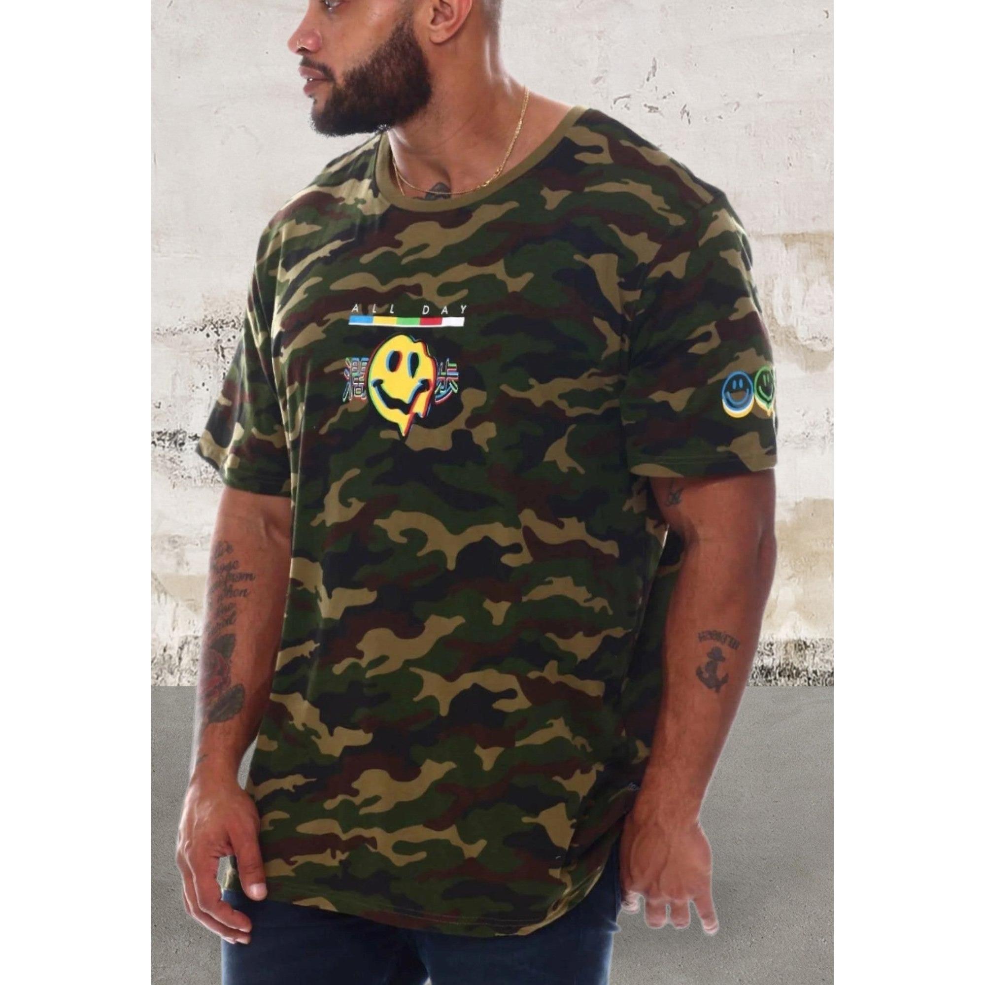 Men's short sleeve camo crew neck top
