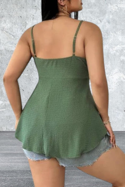 Sleeveless Spaghetti Strap Stretch Green Top