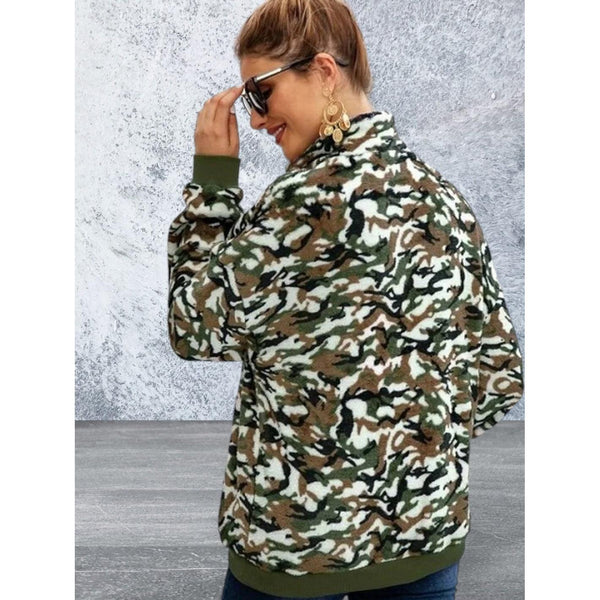 Long sleeve camo kangaroo pocket sweatshirt