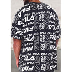 Mens all over print black short sleeve top