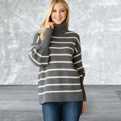 Long Sleeve Heavy Turtle Neck Knit Sweater