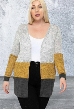 Color block lightweight open front cardigan