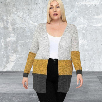 Color block lightweight open front cardigan