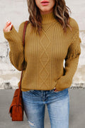 Plus Size Long Sleeve Knit High Neck Sweater