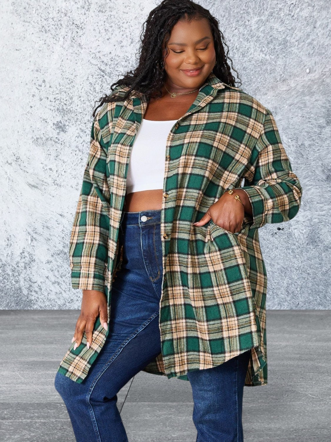 Mandy Plaid Collared Neck Long Sleeve Shirt