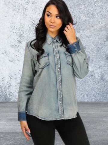 Long sleeve snap Button Down Light Weight shirt