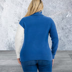 Plus Size Long Sleeve Colorblock Sweater