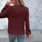 Womens Long Sleeve Round Neck Knit Top