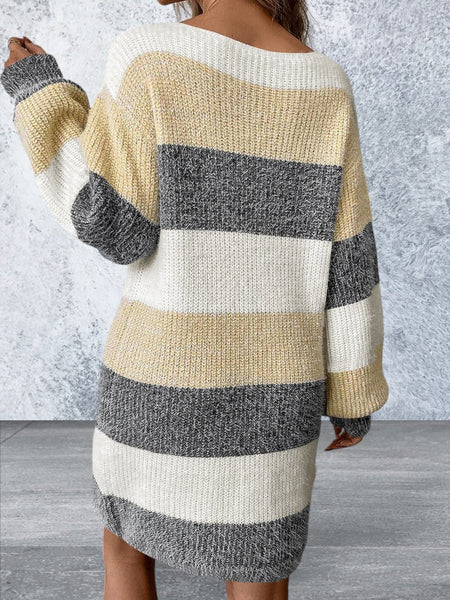 Long Sleeve Drop Shoulder Sweater Dress