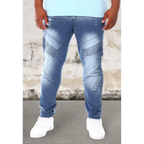 Men's moto panels on front skinny jeans