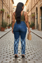 Dark wash high waist ripped skinny jeans