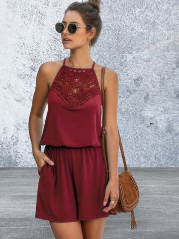 Sleeveless Lace front Romper