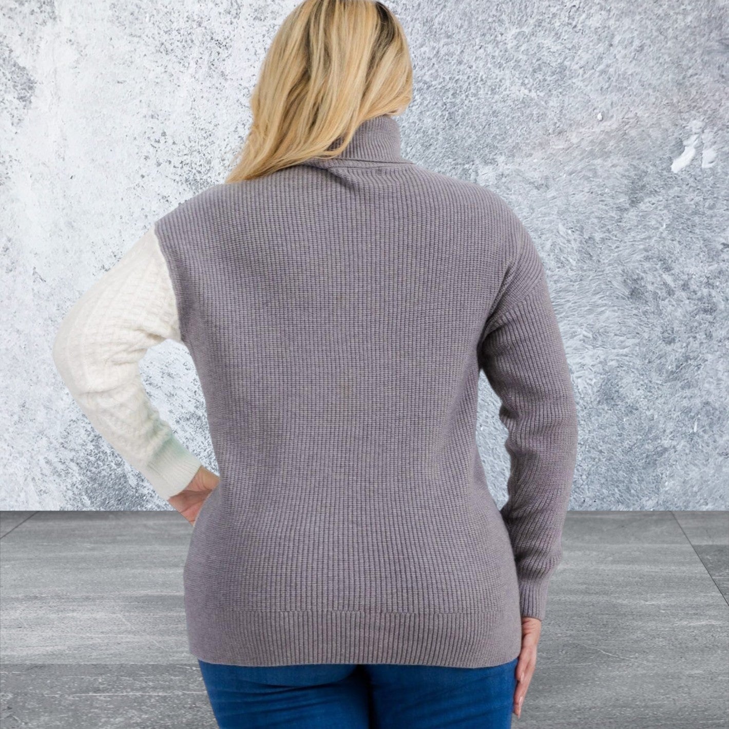 Plus Size Long Sleeve Colorblock Sweater