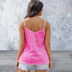 Sleeveless Semi-Loose Fit Pink Sequin Tank Top
